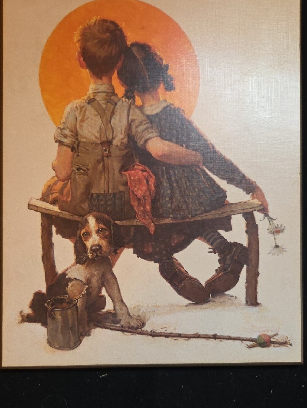 Sunlit Embrace Wall Art - Orange Accented Home Print Norman Rockwall - Picture 2 of 7